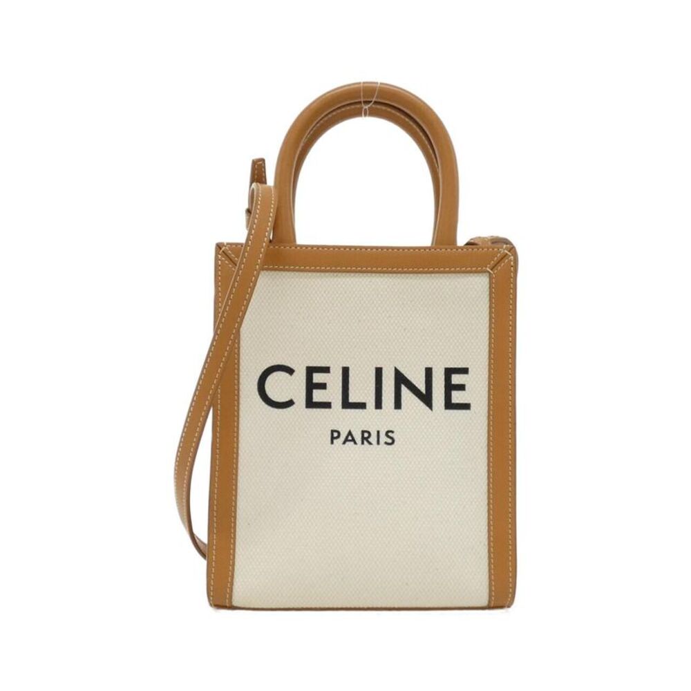 Celine Mini Vertical Cabas Cotton Canvas Calf Tote Bag